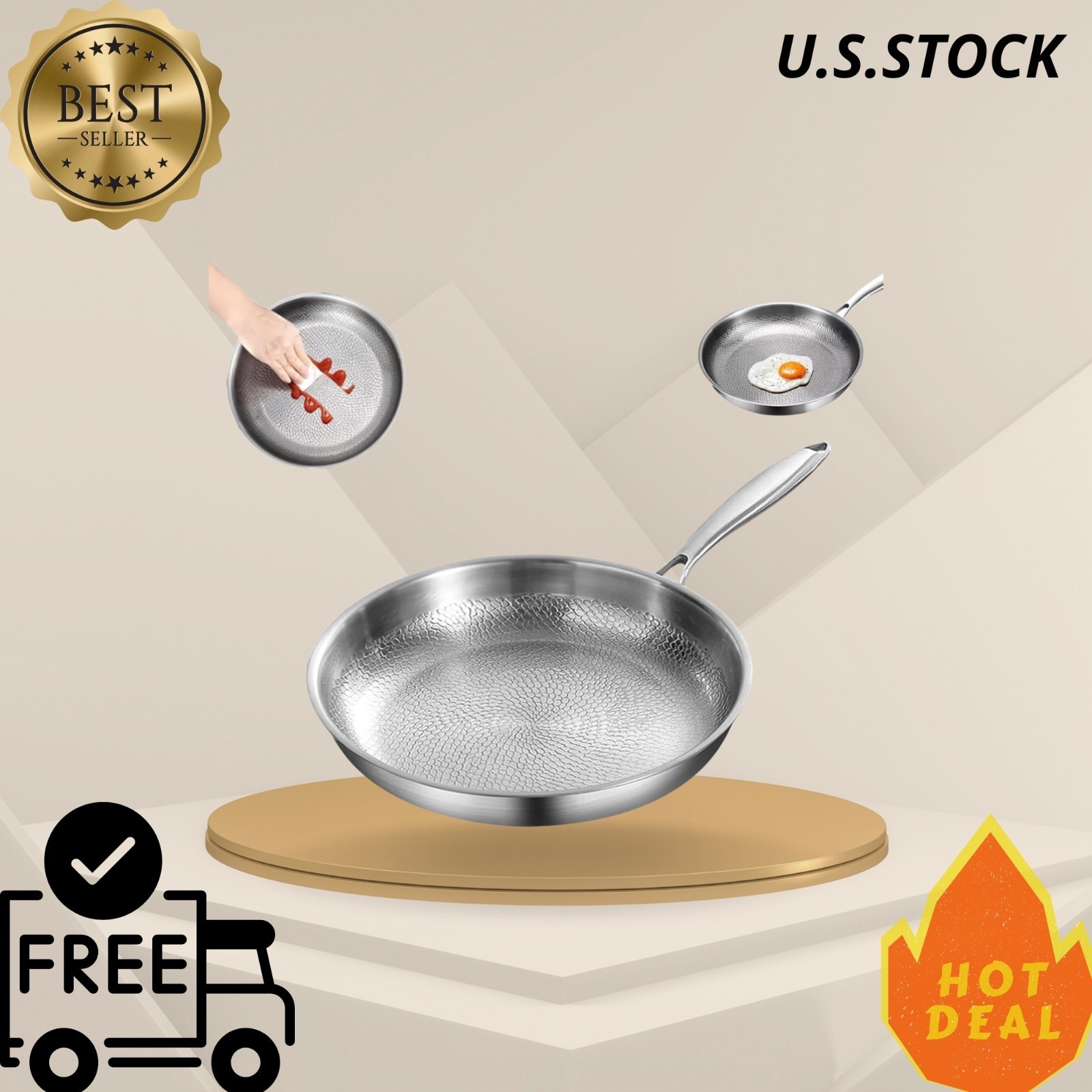 Titanium Hammered Pan Pro Multifunctional Scratch-Resistant Non Stick ( No Lid )
