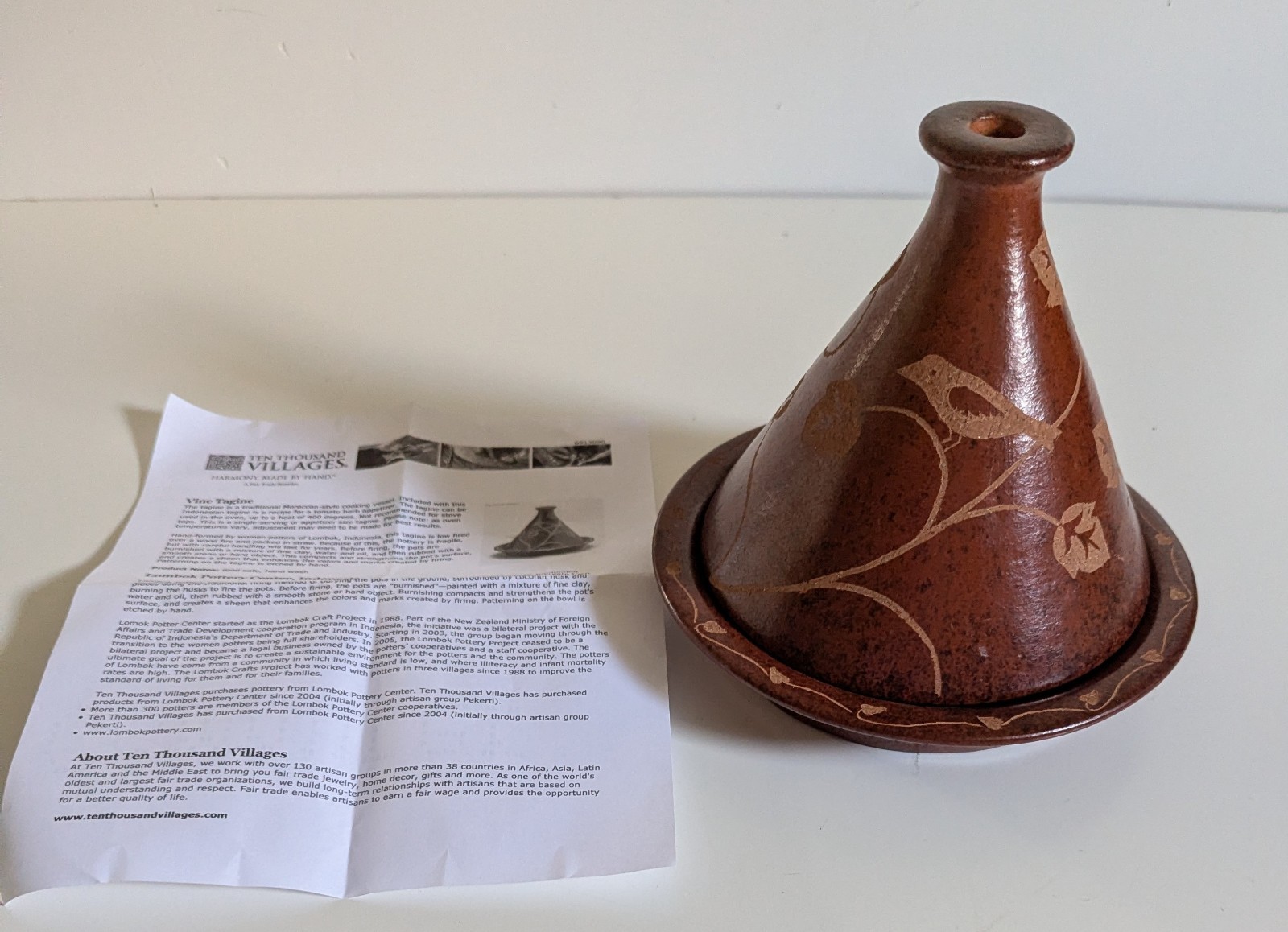 Vintage Vine Tagine Ten Thousand Villages Lombok Pottery
