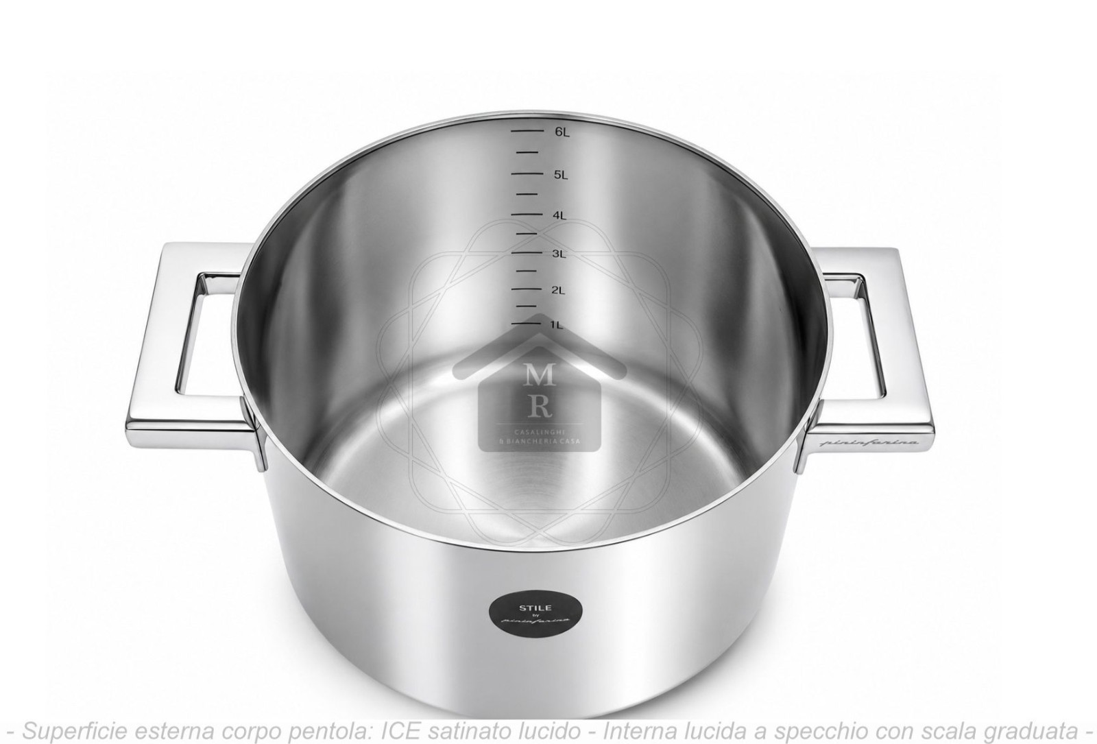 High Pot with Lid Stainless Steel ICE Finish Pininfarina Mepra Style