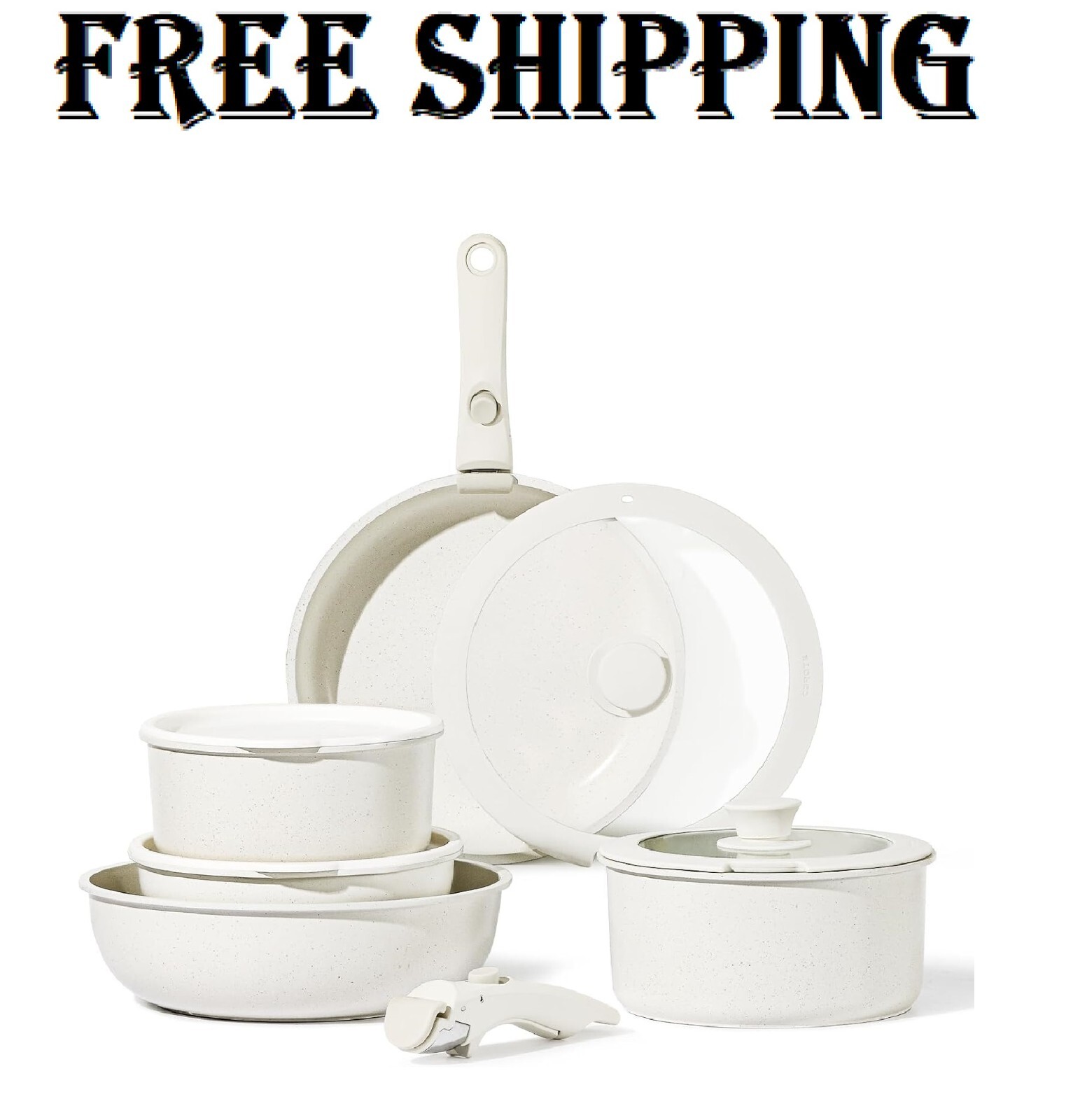 CAROTE 11pcs Pots and Pans Set Nonstick Cookware Sets Detachable Handle