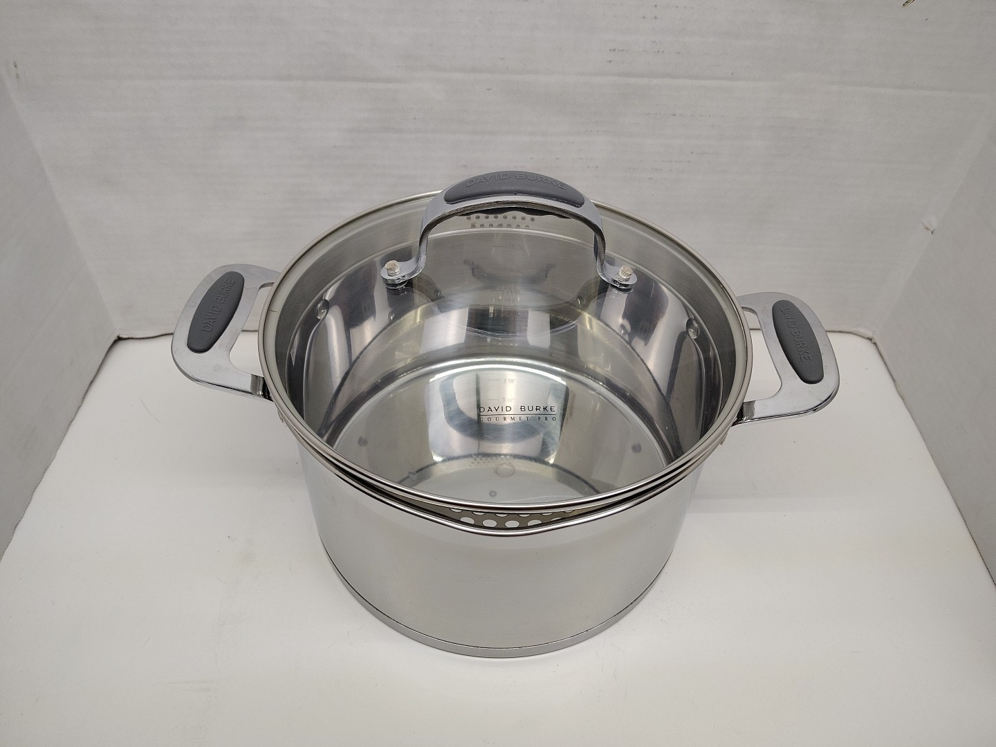 David Burke Gourmet Pro 6.3 Qt Stock Pot with Pour Spout Lid Stainless Steel