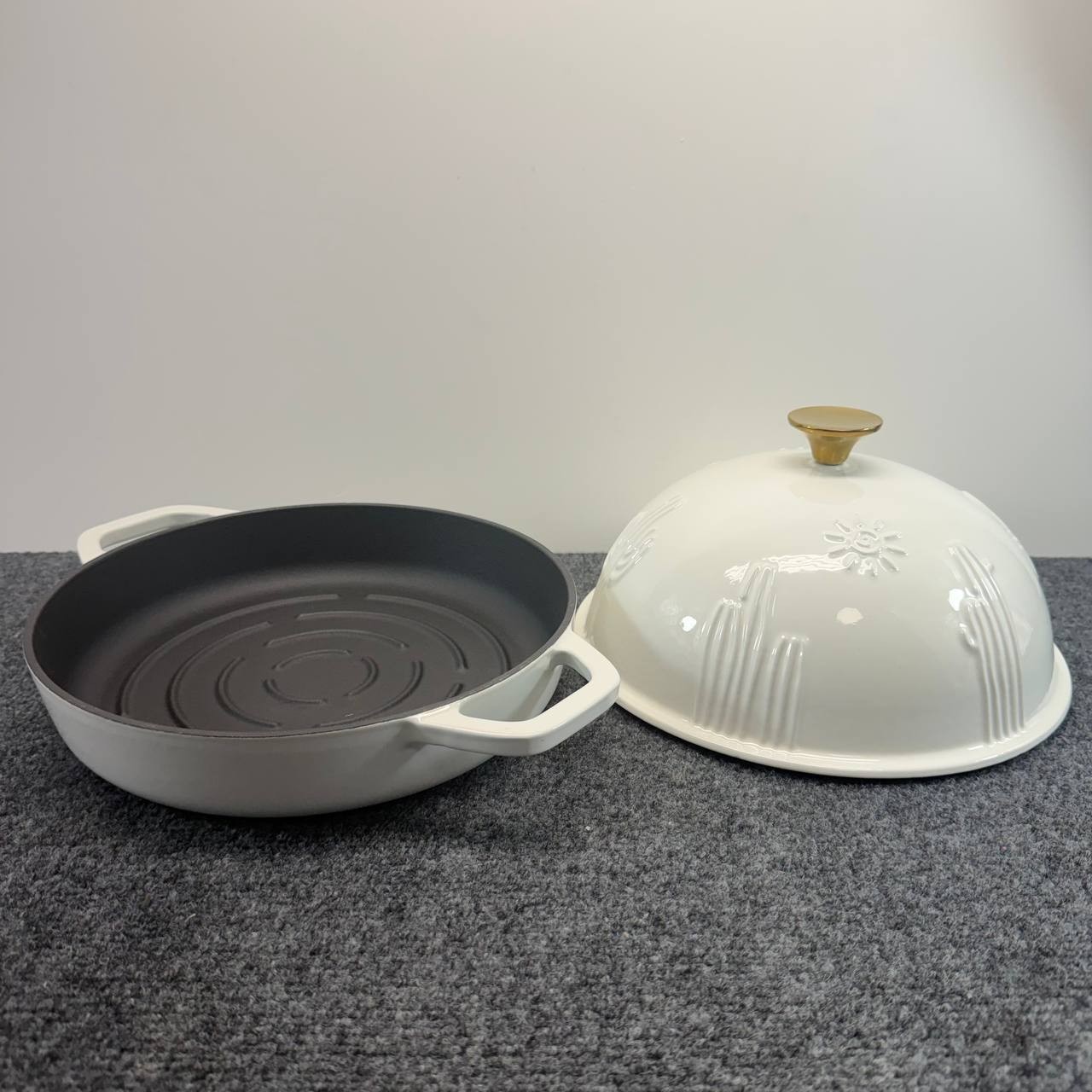 Beautiful by Drew Barrymore 5Qt Enamel Cast Iron Bread Oven 10in Desert Sun Whit
