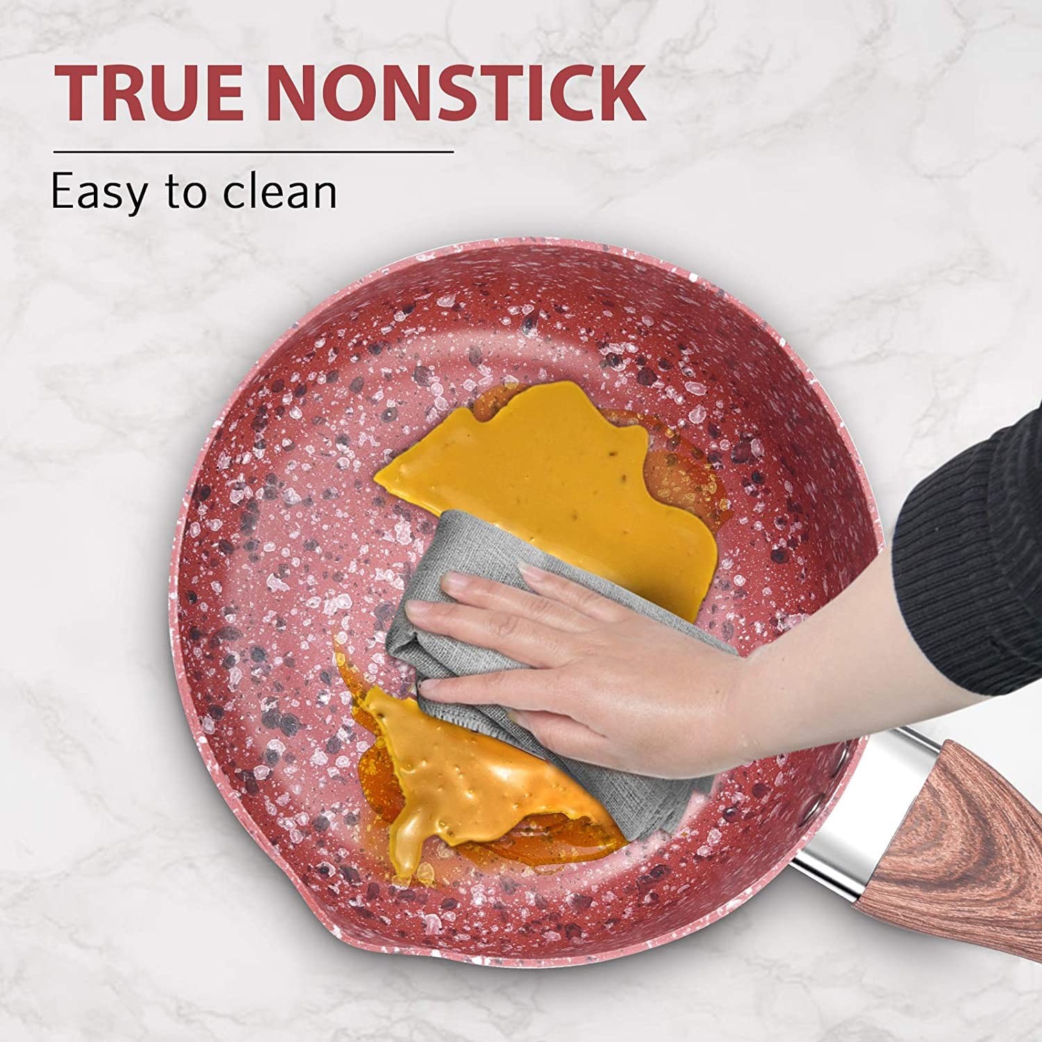 KOCH SYSTEME CS Nonstick Saucepan Set with Lid – 1.5 Quart & 3 Quart Stone Deriv