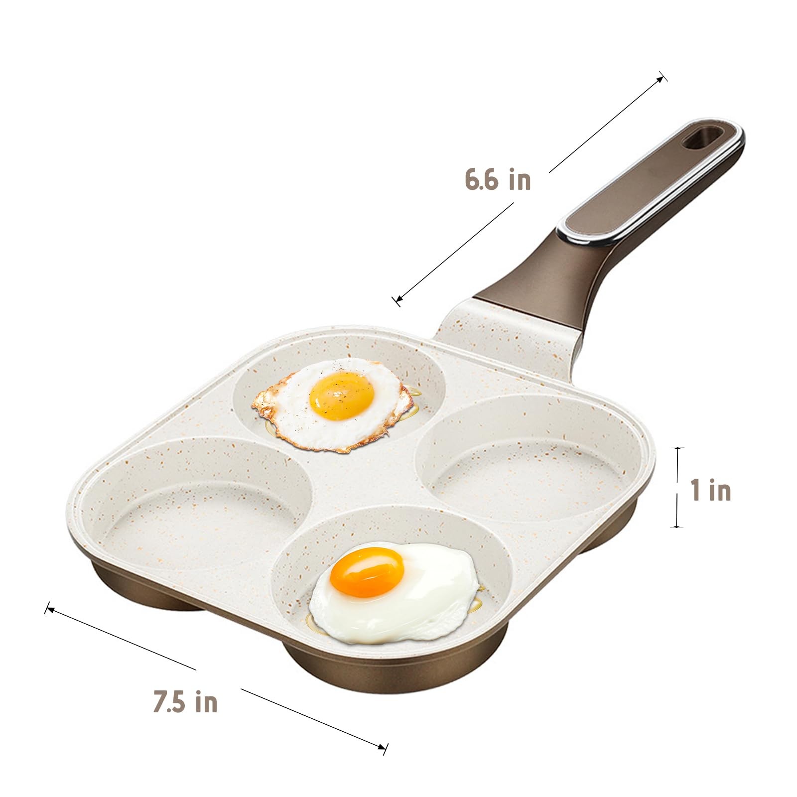 1 PC 4Cup 4in1 Nonstick Omelet Egg Frying Pan Divided Breakfast Grill White
