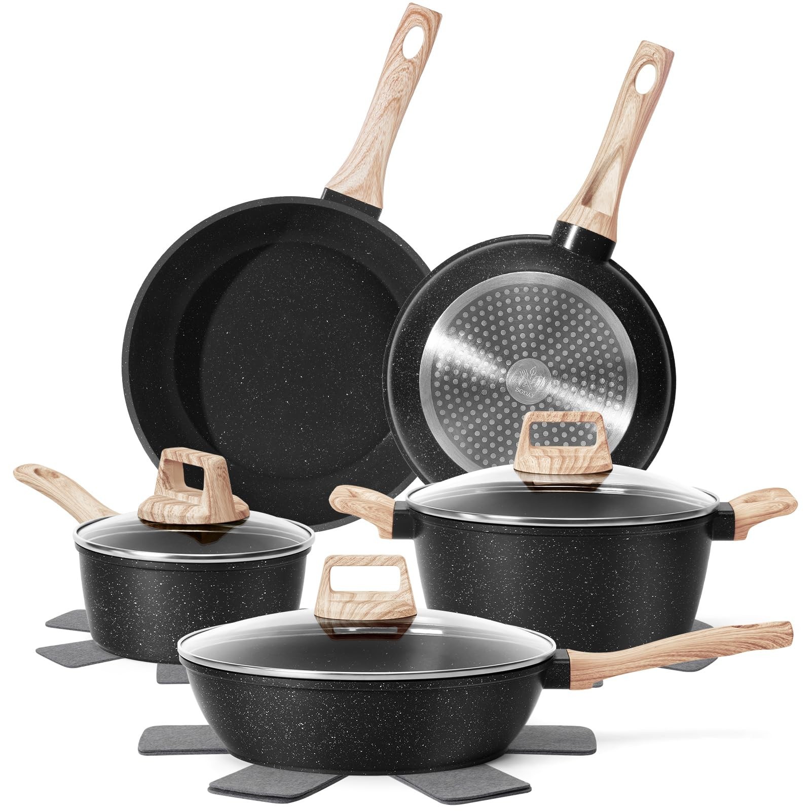 12-Piece Non-Stick Granite Cookware Set | Induction Safe, Healthy & PFAS Free