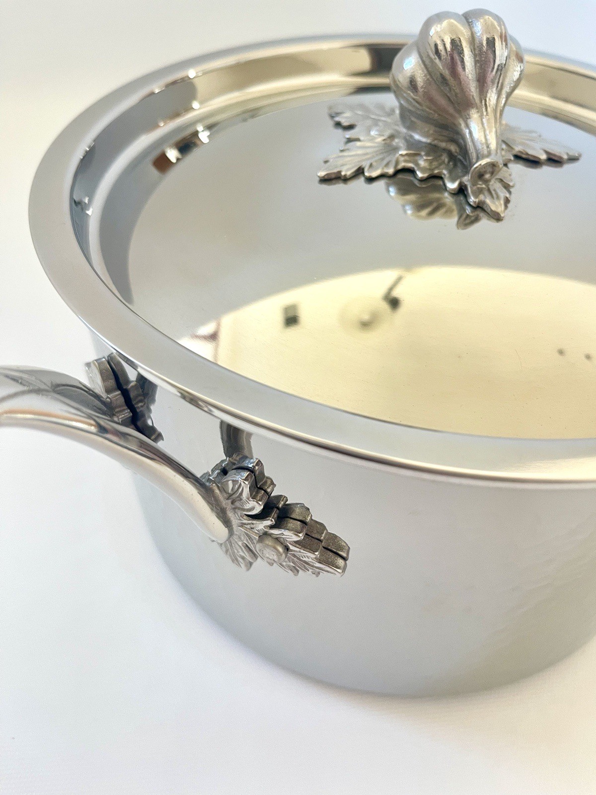 Ruffoni Opus Prima Hammered SS 3.5Qt/ 20 Cm Saucepan W/Garlic Knob Lid OPA2011Y