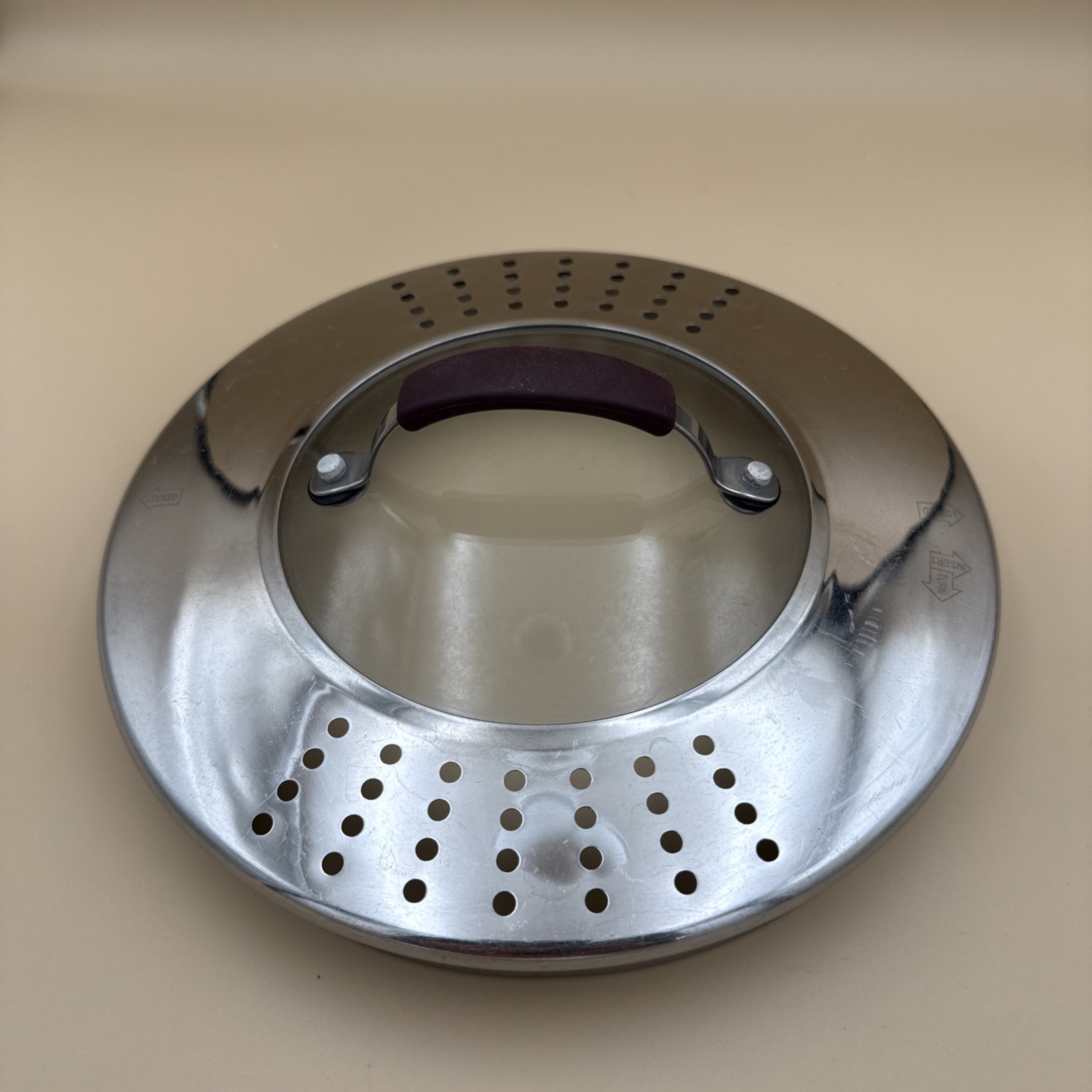 Technique Strainer 8 QT Quart Stockpot Lid Only Replacement w/ Purple Handle