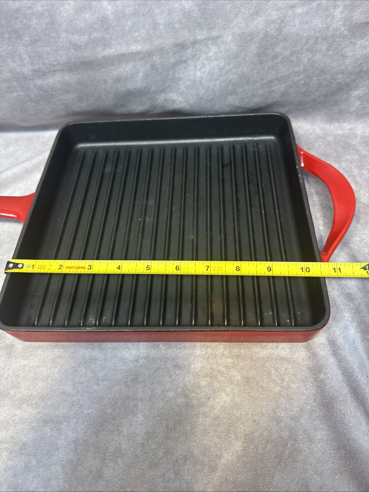 Giada De Laurentis GDL Panini Press Grille Pan Fry Cast Iron Red Enamel 10 Grill