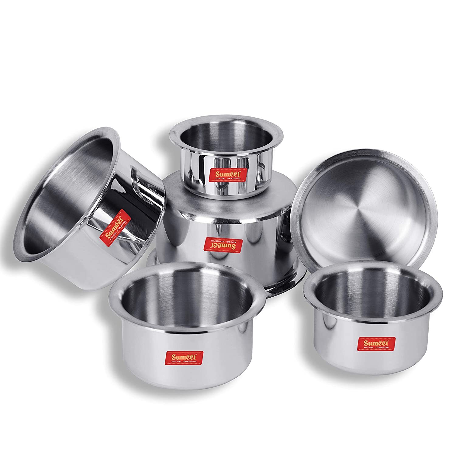 Aluminium Cookware Tope Set, 700ml to 3.2 L, (Silver) Cookware Set of 6 Piece