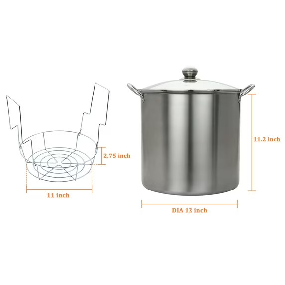 Mainstays 21.5 Quart Stainless Steel Canning Pot with Rack, Water Bath Canner