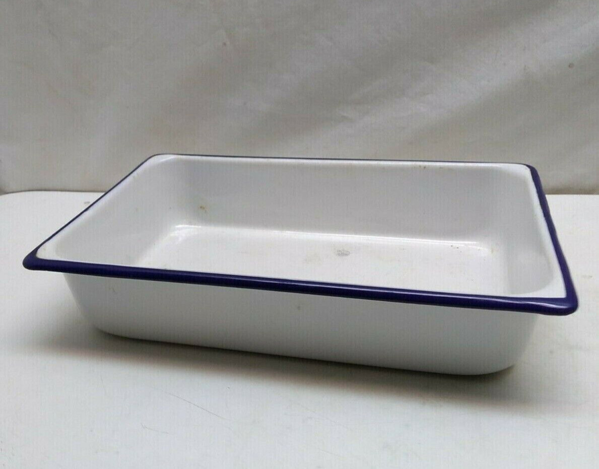 Enamel On Steel Baking Pan Casserole Roaster Lasagna Dish Serving Tray 10x7x2