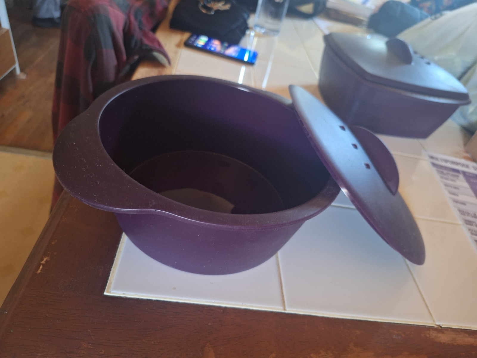 Epicure Round Steamer Silicone 14 3/4 cup, Diameter 8 1/2″ Purple, sealed bag