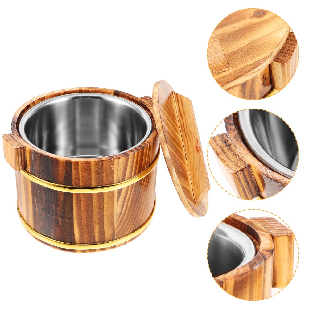 Wooden Rice Mixing Tub Steamer Rice Bucket Multi Functional Sushi 16cm
