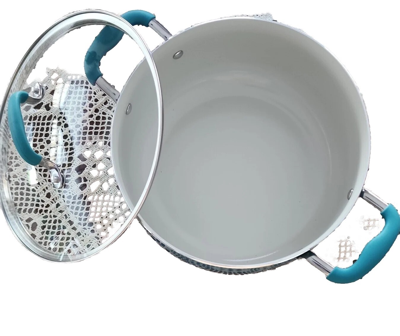 Pioneer Woman ~ TEAL OMBRE ~ Nonstick ~ 5 Quart ~ Dutch Oven Pot with Lid