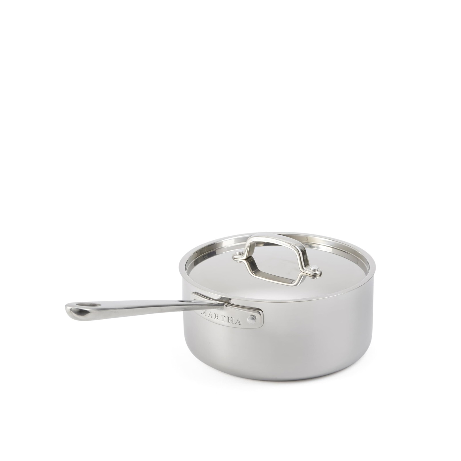 Martha by Martha Stewart 3-Quart Triply Stainless Steel Low Saucepan w/Lid