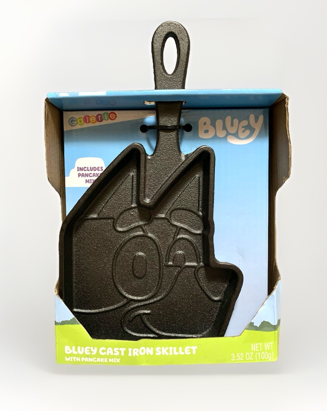 NEW Bluey Face Cast Iron Metal Pancake Skillet/Batter Mix Gift Set