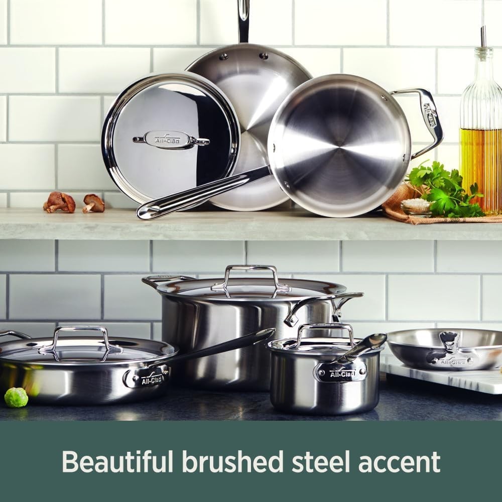 All-Clad D5 5-Ply Stainless Steel 3 Quart Saucepan, Oven Safe & Induction Ready