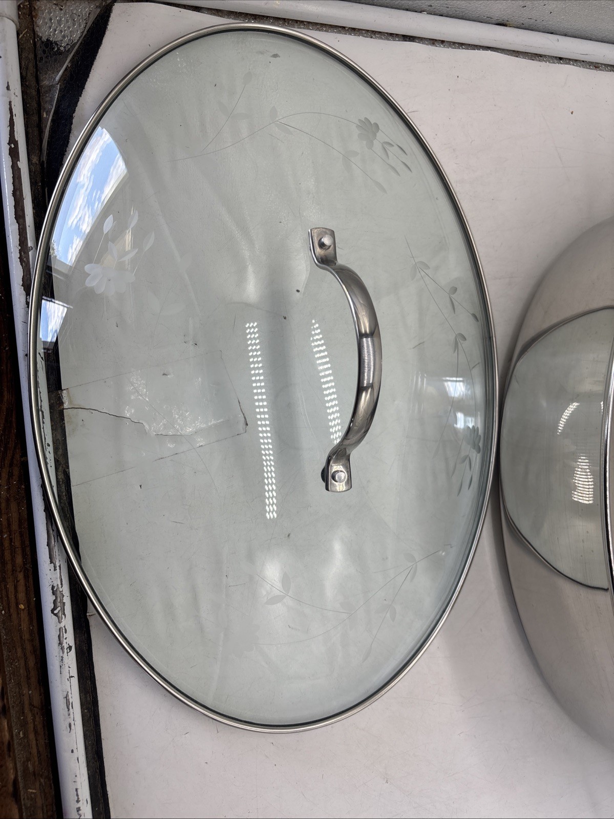 Princess House 18/10 Stainless Steel 7Qt Large Oval Roaster Pot Etched Glass Lid