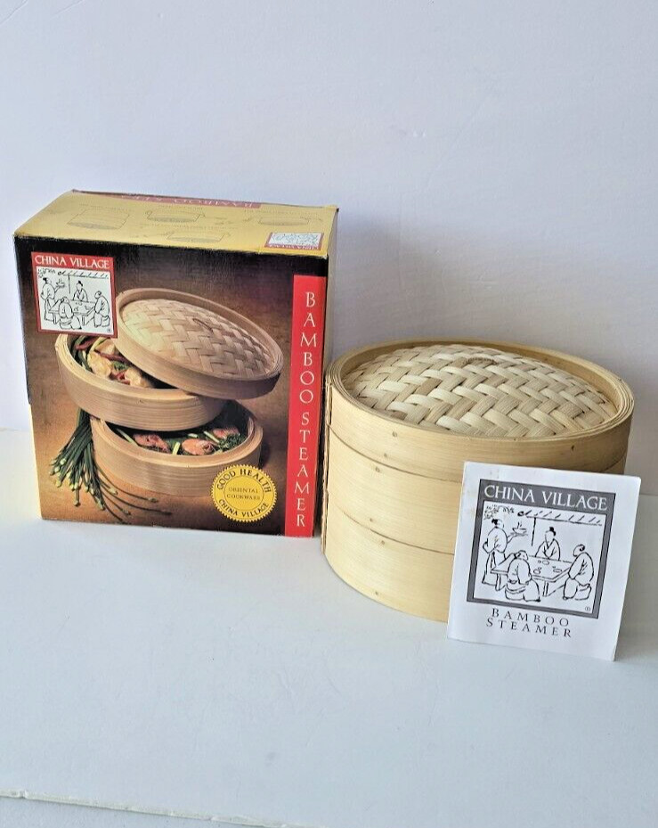 Natural Bamboo Steamer Baskets, 10-Inch with Box New in box 2- teir