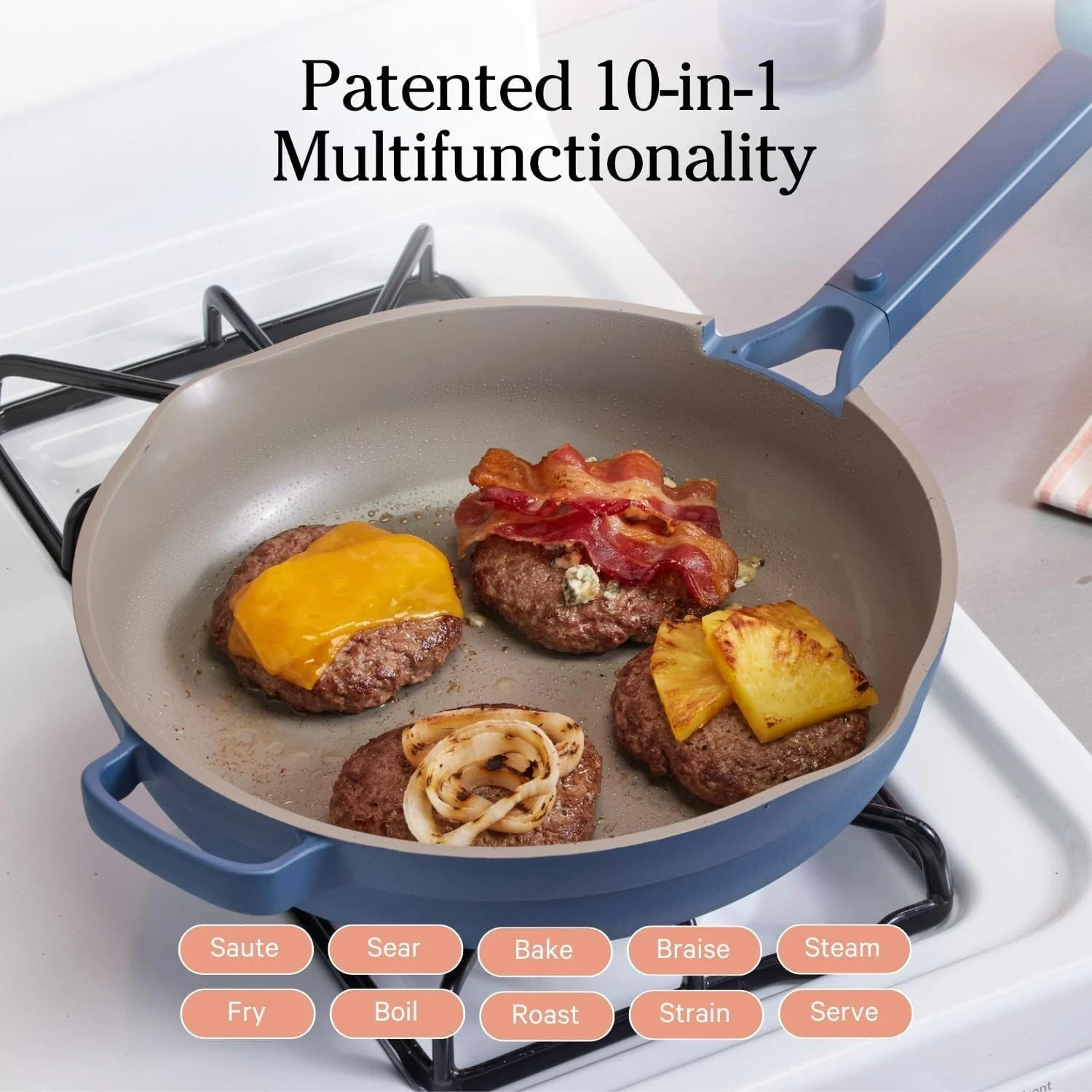 Our Place Large Always Pan 12.5” 10 in 1 Nonstick Pan w Lid & spoon BLUE SALT