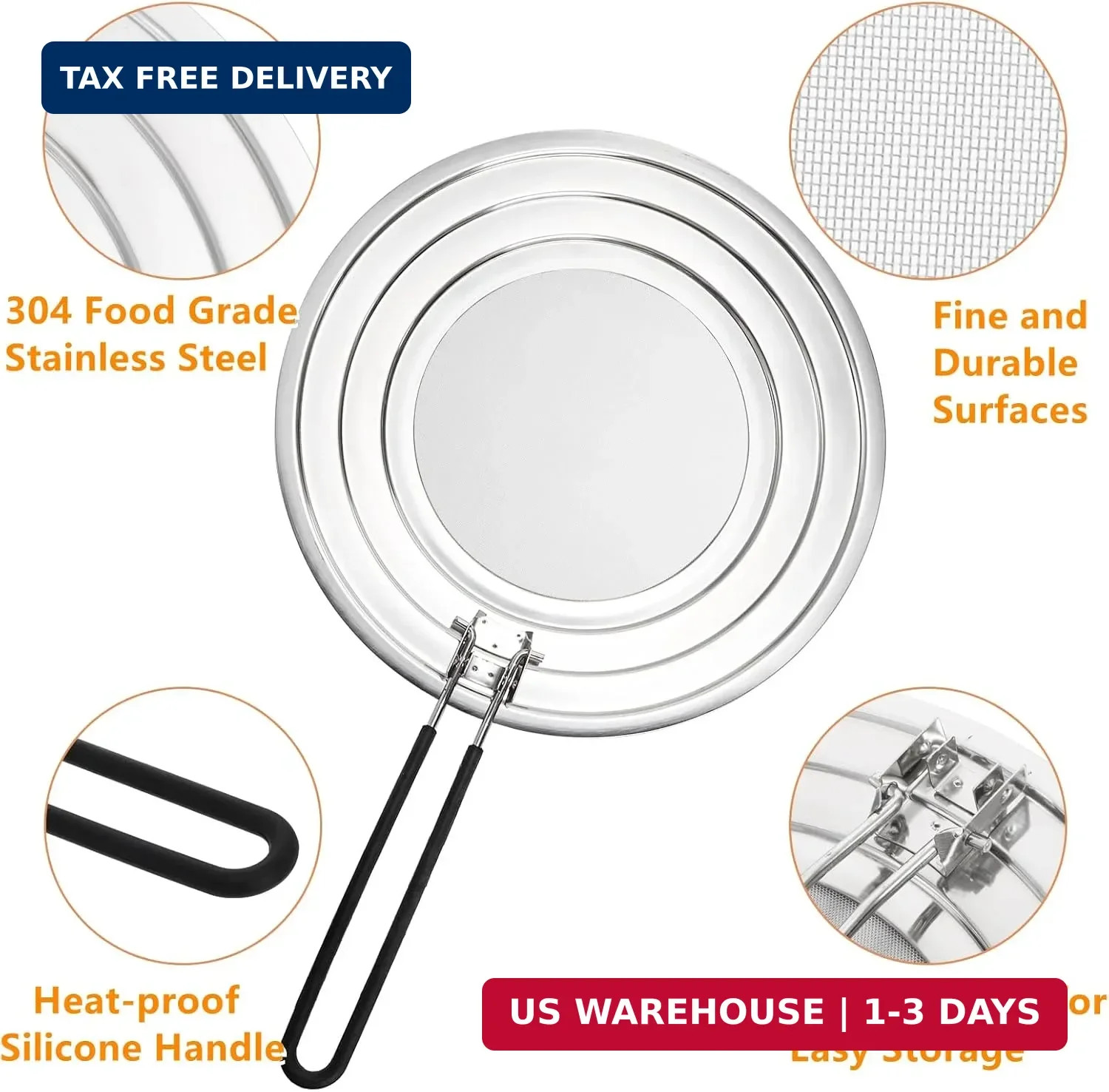 Frcctre 2 Pack Stainless Steel Splatter Screen for Frying Pan, 12 Inch Grease Sp