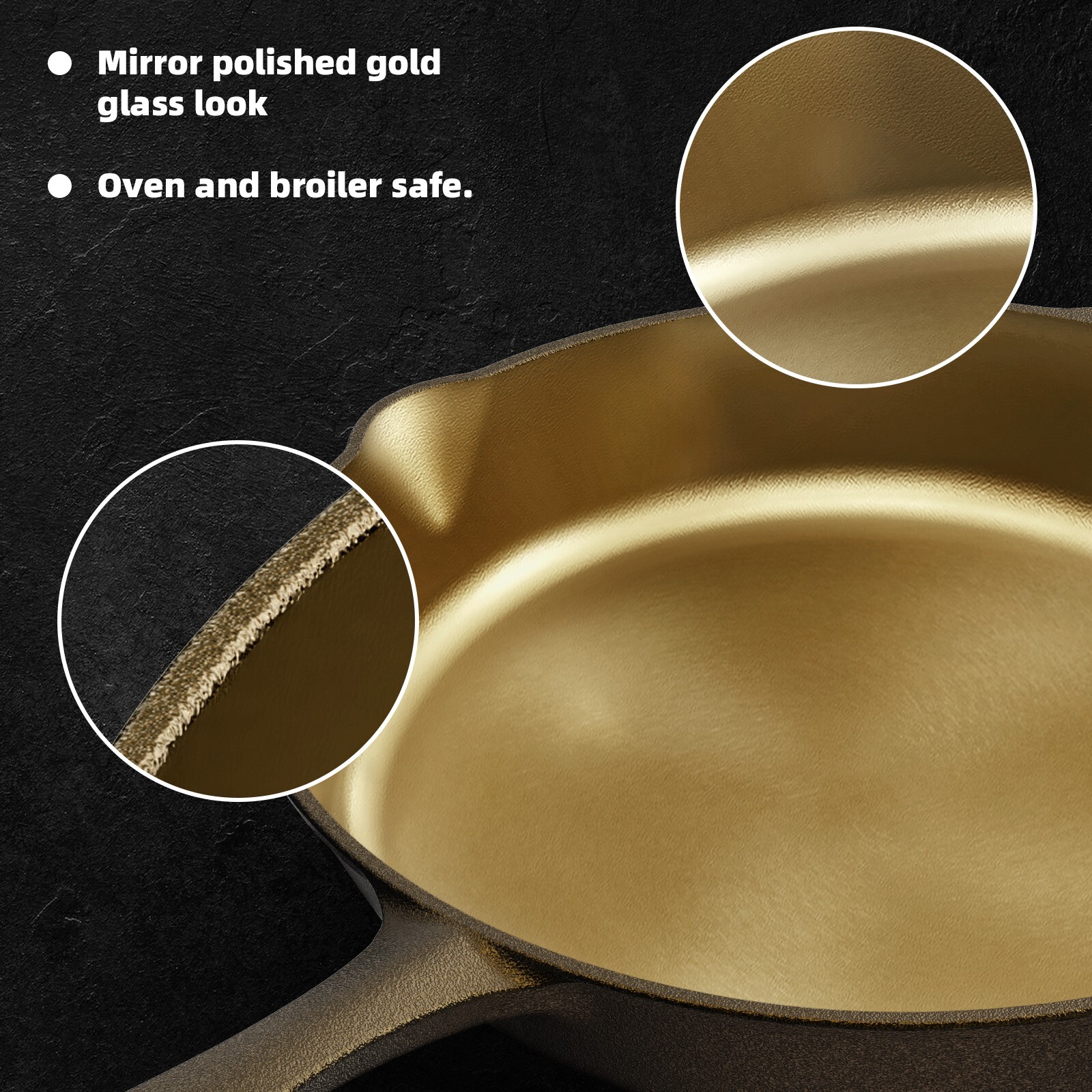 iLiving Seasoned Modern Heirloom Mirror Polished Cast Iron Skillet Pan 12″ 2.7L