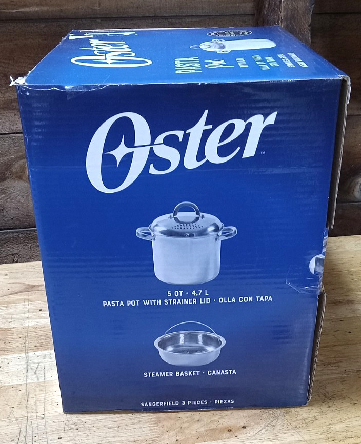 Oster Sangerfield Stainless Steel 5 Quart Pasta Pot w/Steamer & Strainer Lid