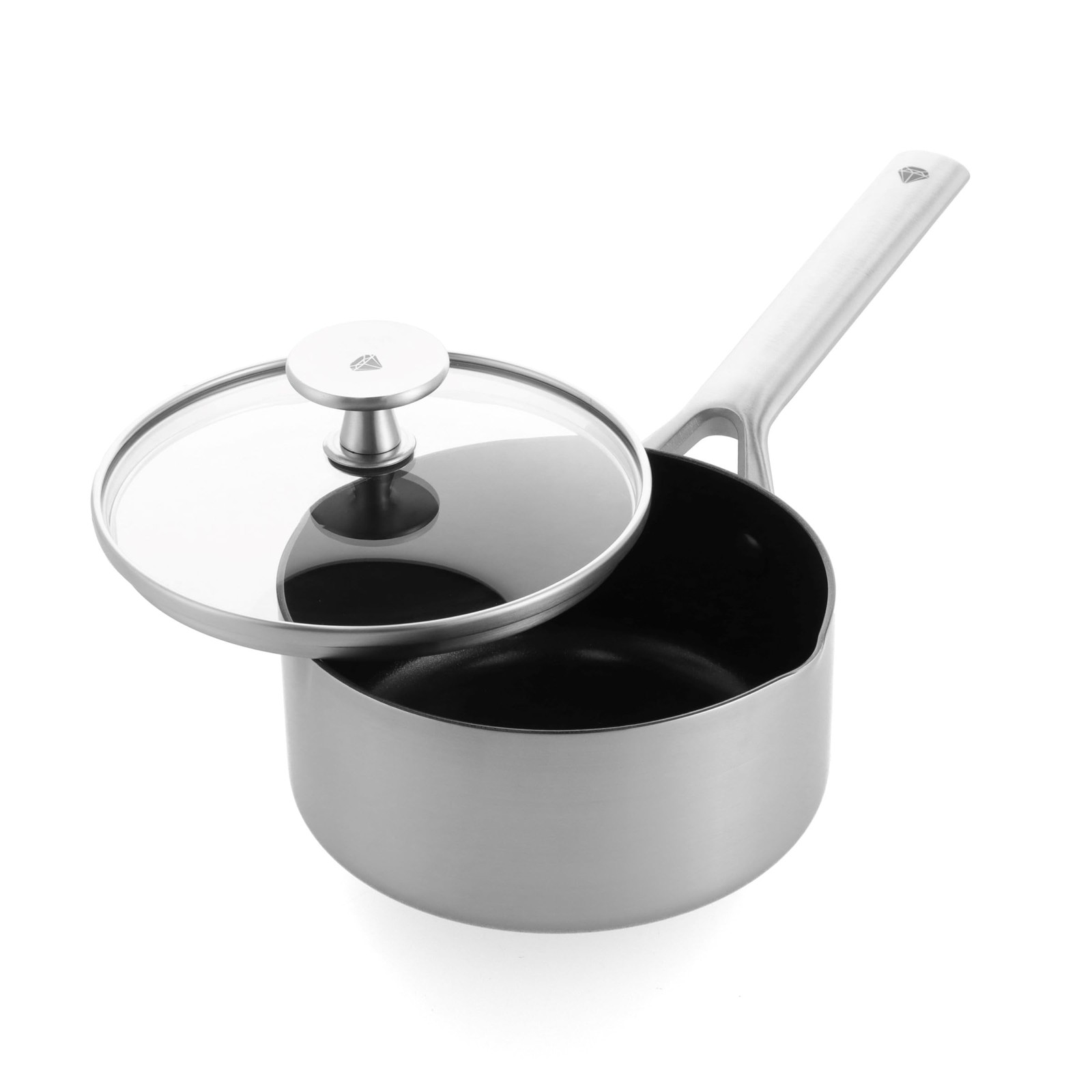 Cookware Tri-Ply Stainless Steel Ceramic Nonstick, 1.6 QT Saucepan Pot with Lid,