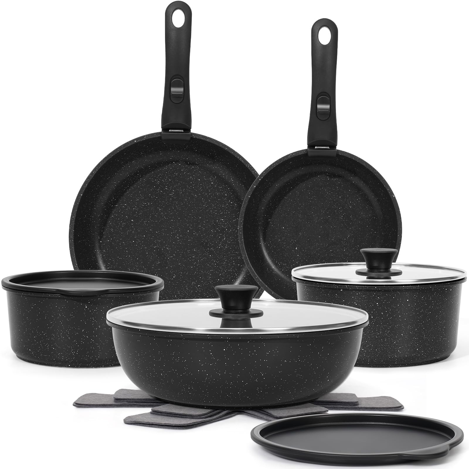 15Pcs Pots and Pans Set Non Stick, Cookware Sets with Detachable Handle, Nons…