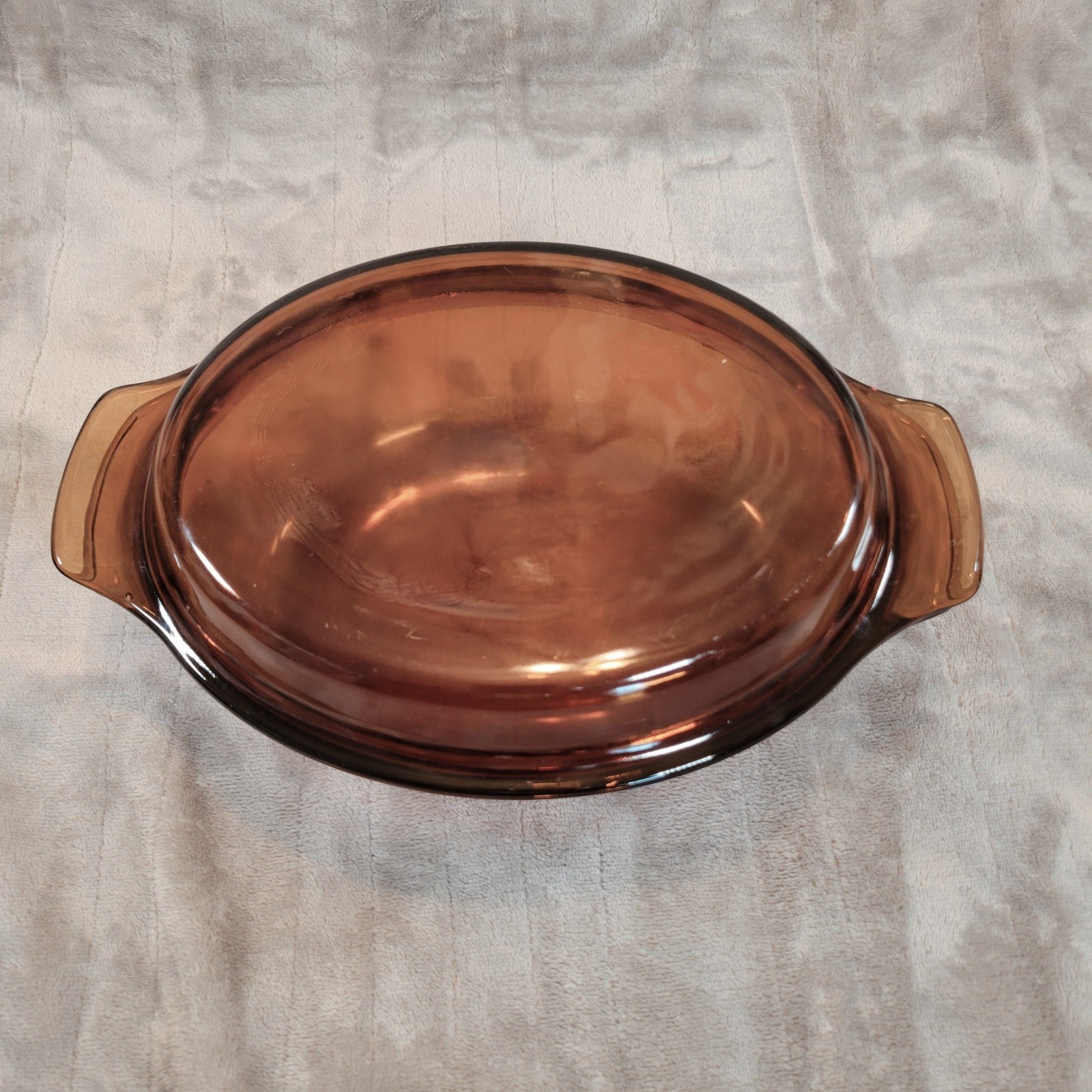 Anchor Hocking Fire King Oval Casserole Dish Amber Glass w Lid 433 1.5 Vintage
