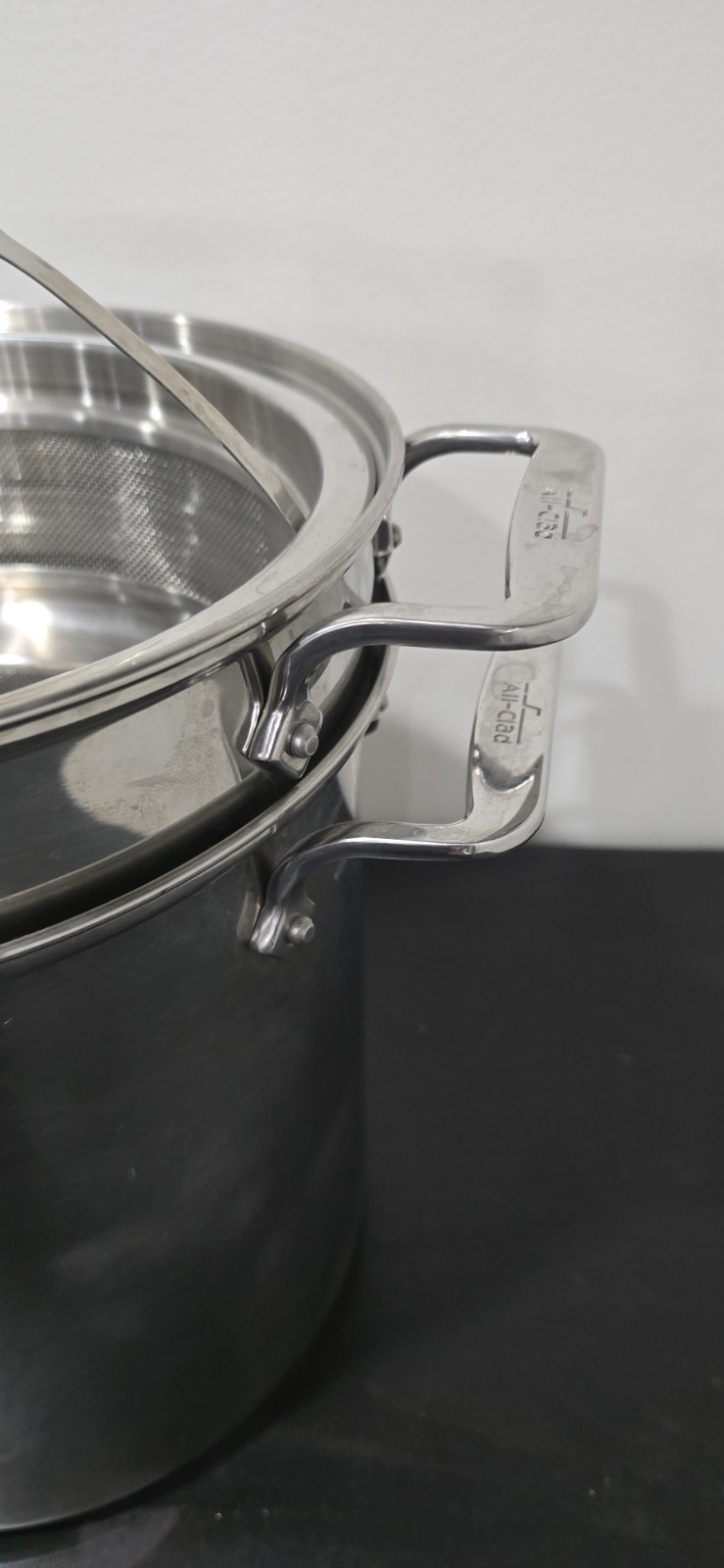 All-Clad Stainless Steel Multi Pot 3 Piece Pasta Strainer Steamer **NO LID***