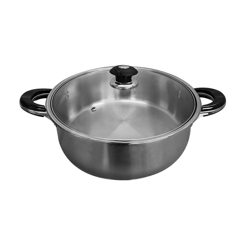 High Quality Stainless Steel Low Pot Dutch Oven Casserole Stock Pot with Lid