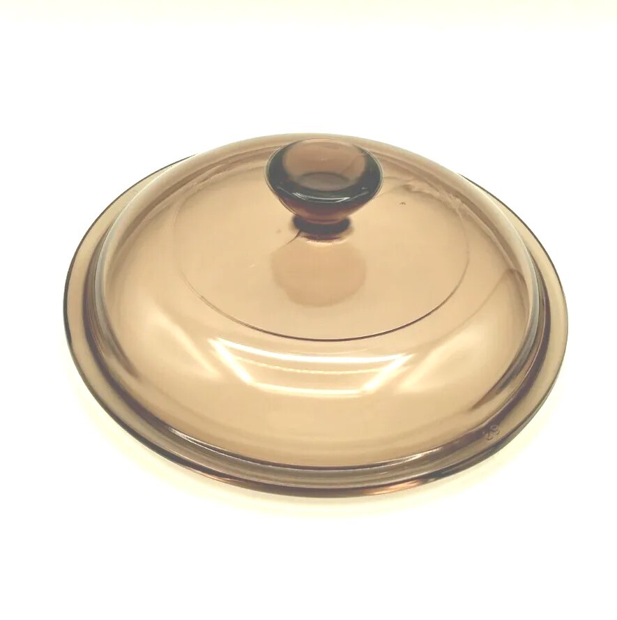 Visions Pyrex V-1-C Amber Lid Only No Chips 6.25 Inches Across