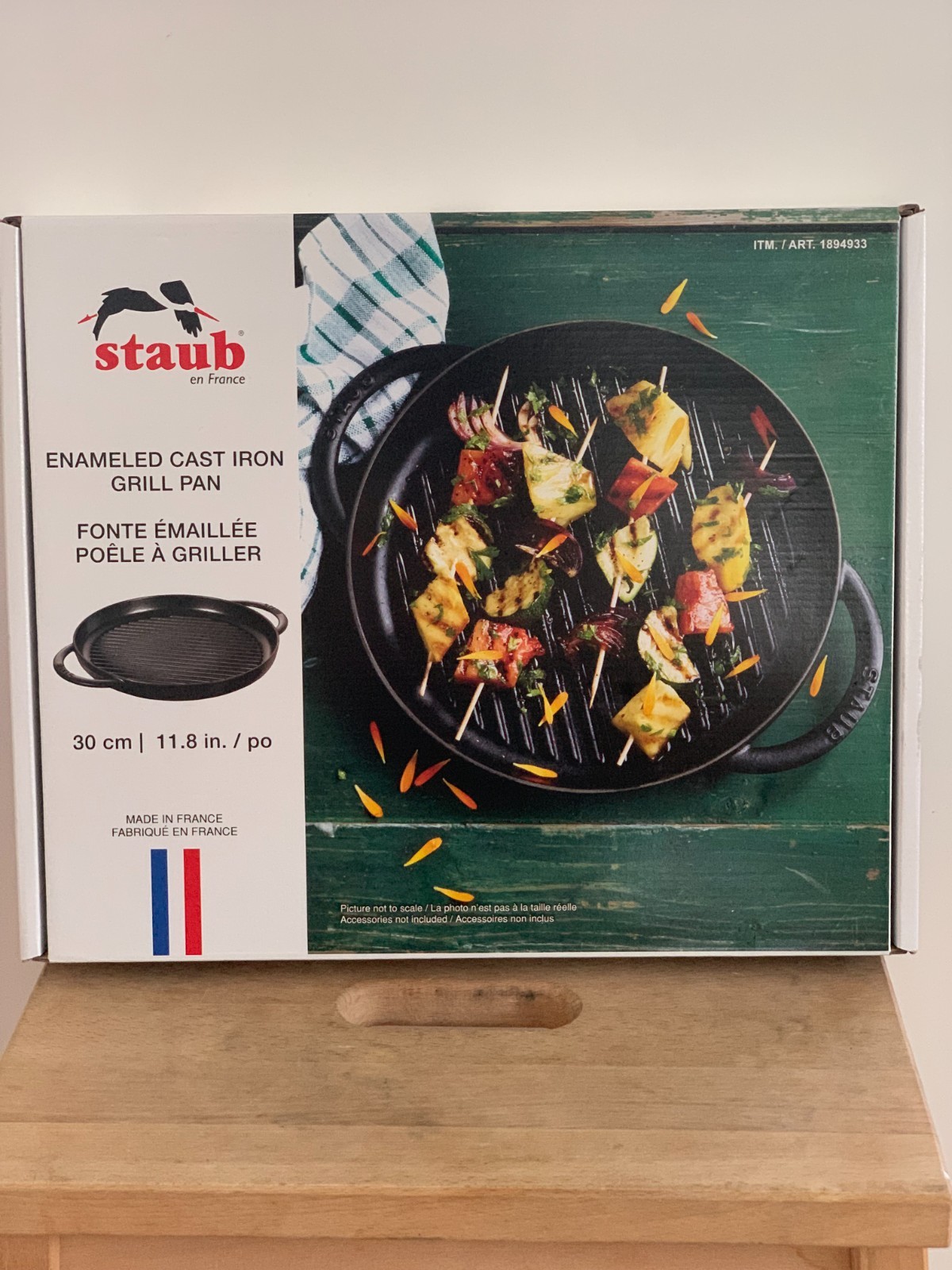 Staub Enameled Cast Iron Grill Pan 11.8 Inch Black New FREE SHIPPING