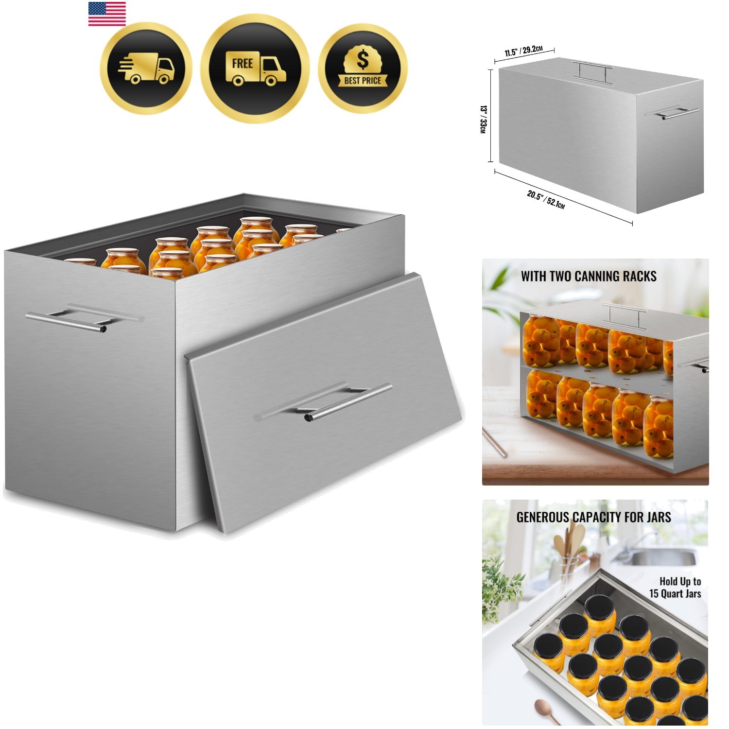 15 Quart Water Bath Canner – Stove Top Canning Pot with 2 Canning Racks, 304 …