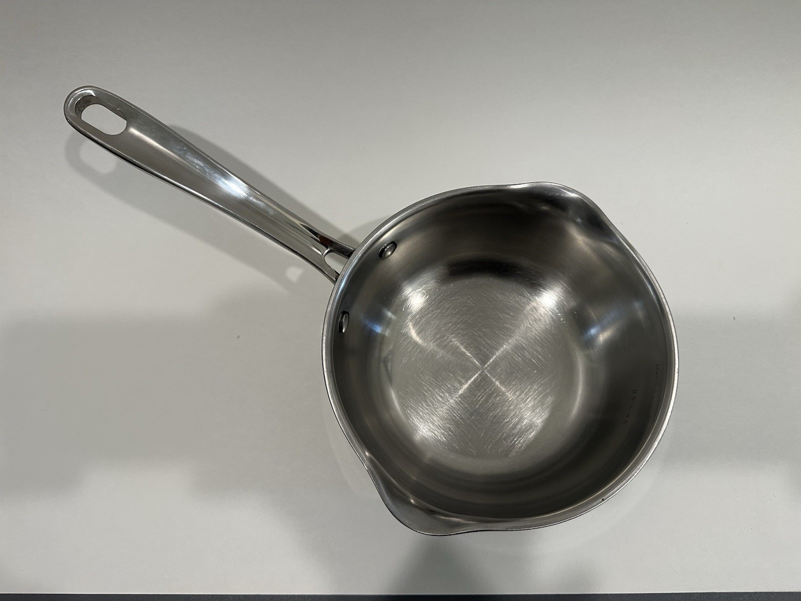 Emeril 1 Qt Stainless Steel Sauce Pan Pour Spout Copper Core Used