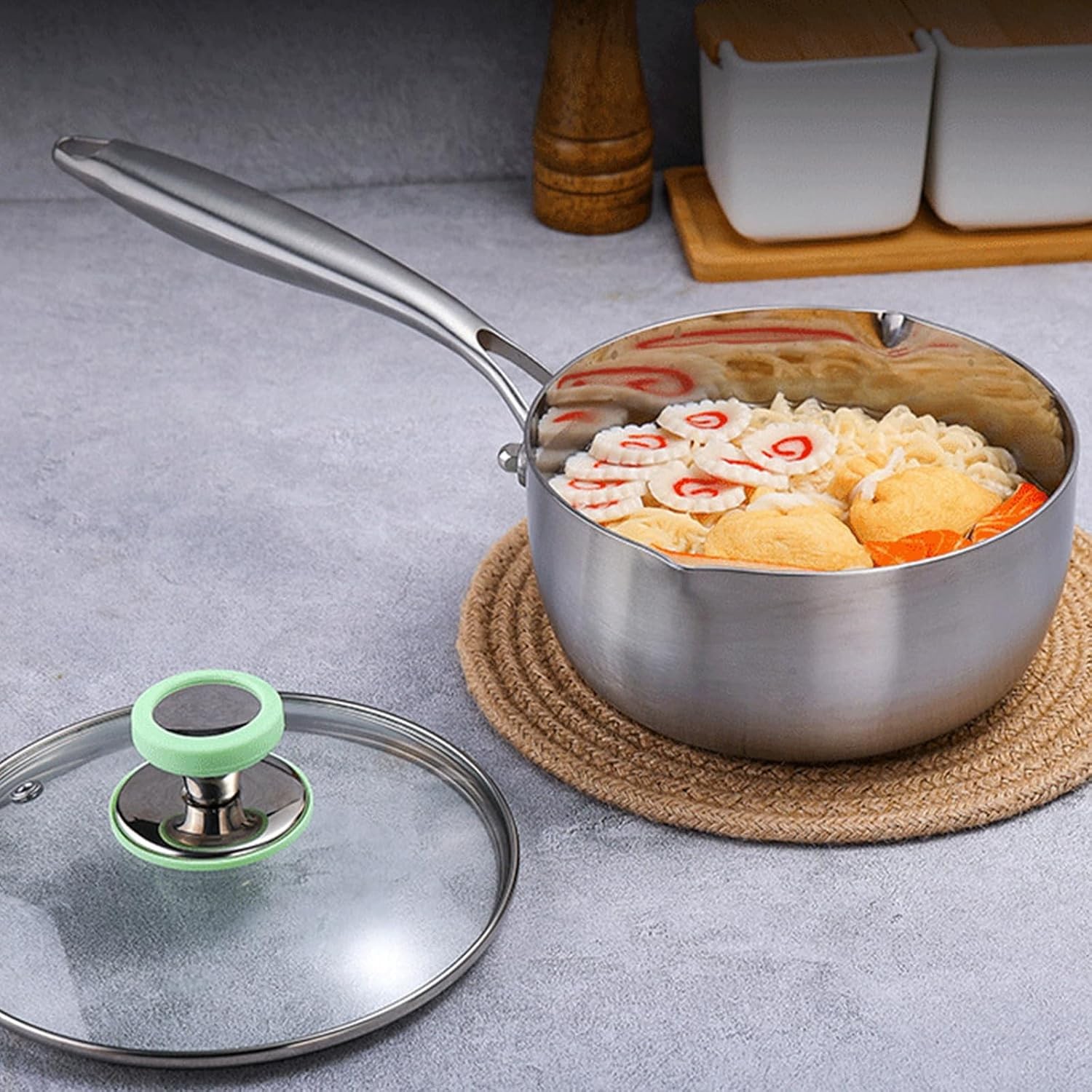 Titanium Pan Pot with Lid, Non-Stick Titanium Saucepan, 500°F Heat Resistant,