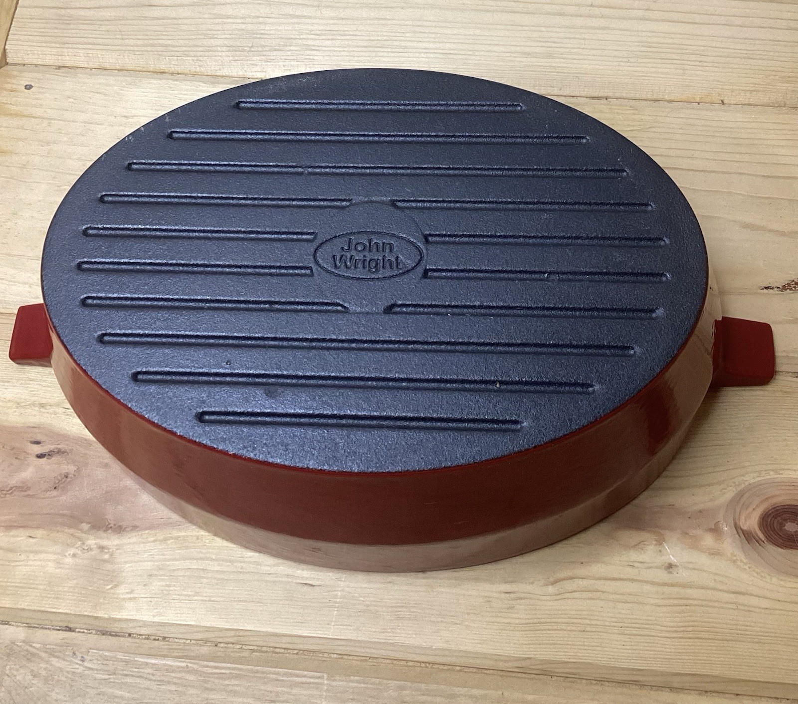 Cast Iron Wood Stove Steamer Pot – Fireplace Humidifier red enamel John Wright