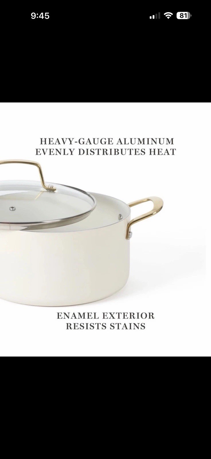 Martha Stewart Lockton Premium Nonstick Ceramic 10 Piece Pot Pan Set White Gold