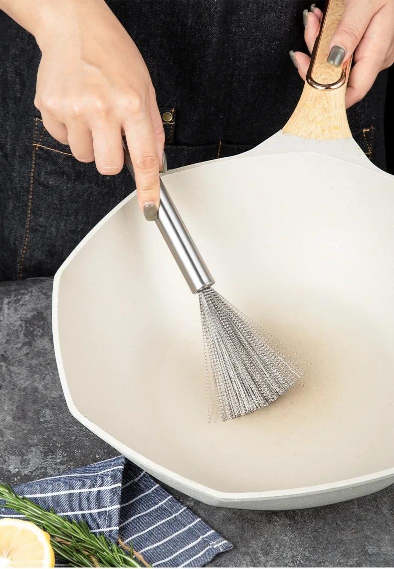 Stainless Steel Kitchen Cleaning Brush Long Handle Pot Scrubber