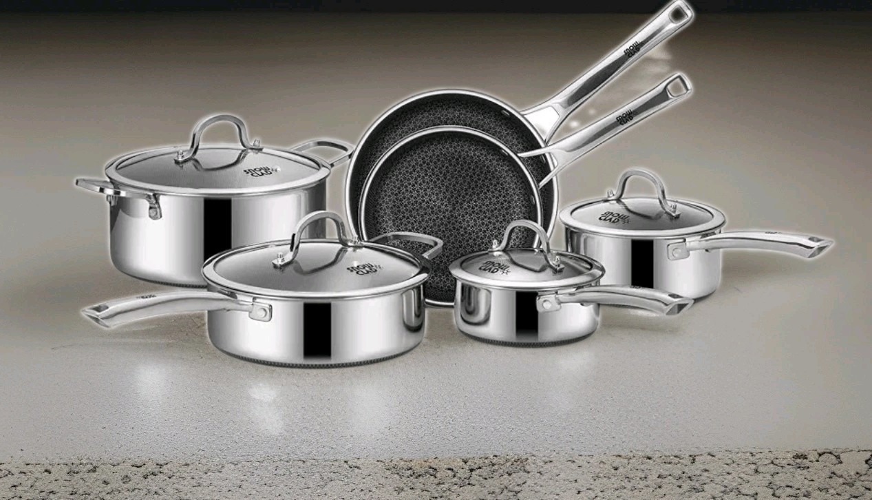 NEW Snowclad Pots and Pans Set Non-Stick – 10 Pc. Damaged Box
