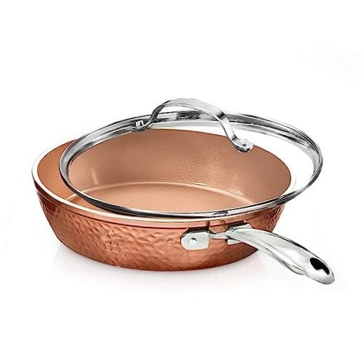 10 Inch Hammered Non Stick Frying Pans, Nonstick 10 inch Frying Pan with Lid
