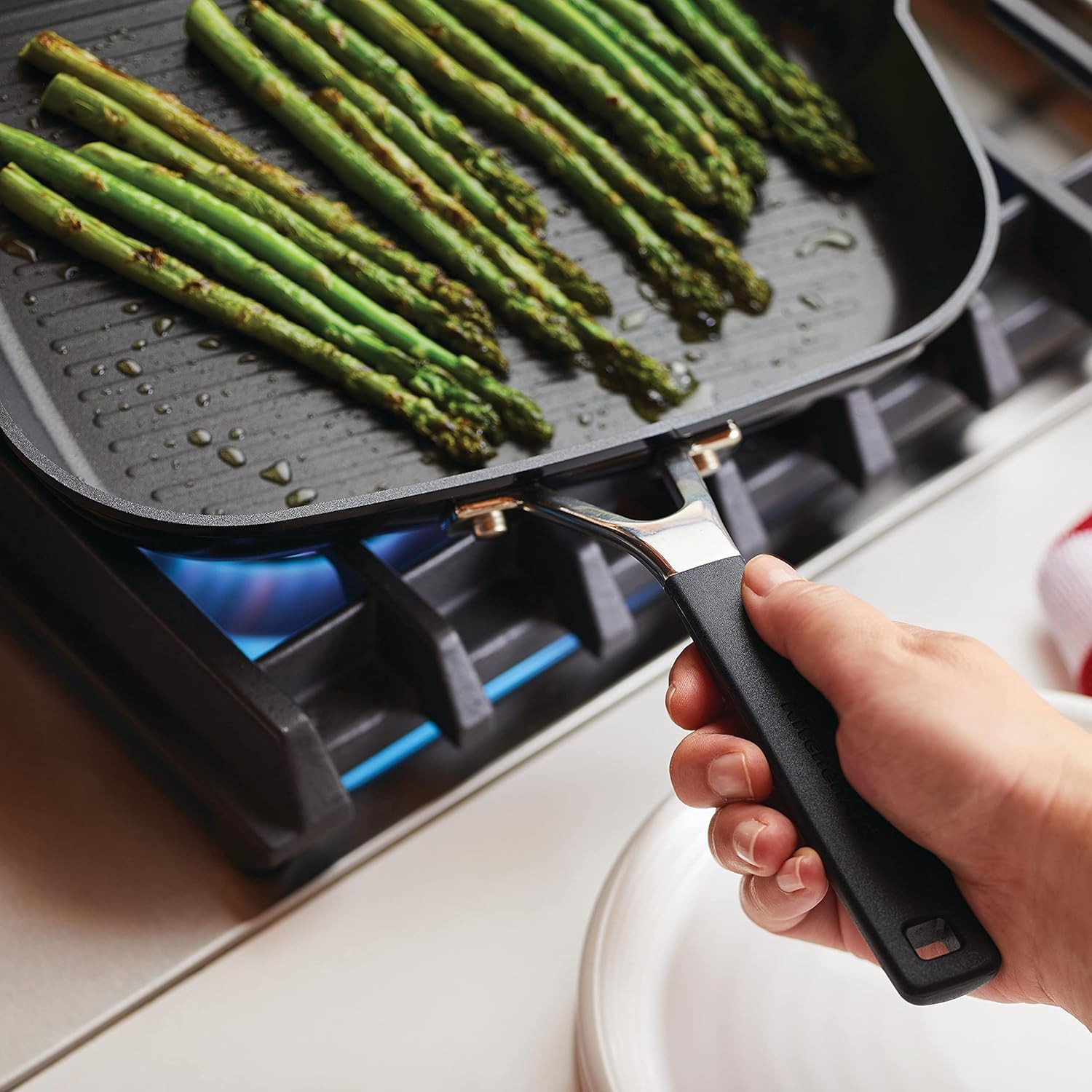 84808 Hard Anodized Nonstick Square Grill Pan/Griddle with Pour Spouts, 11.25 In