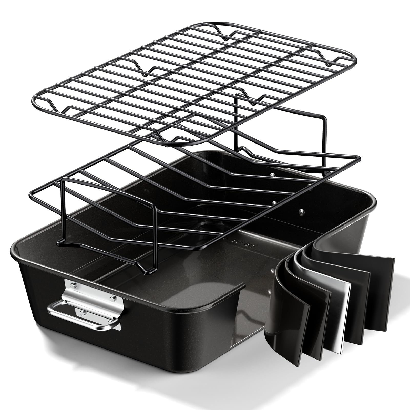 Non-Stick Turkey Roasting Pan with Rack, 16×11 Inch, Dishwasher Safe, Deep Oven