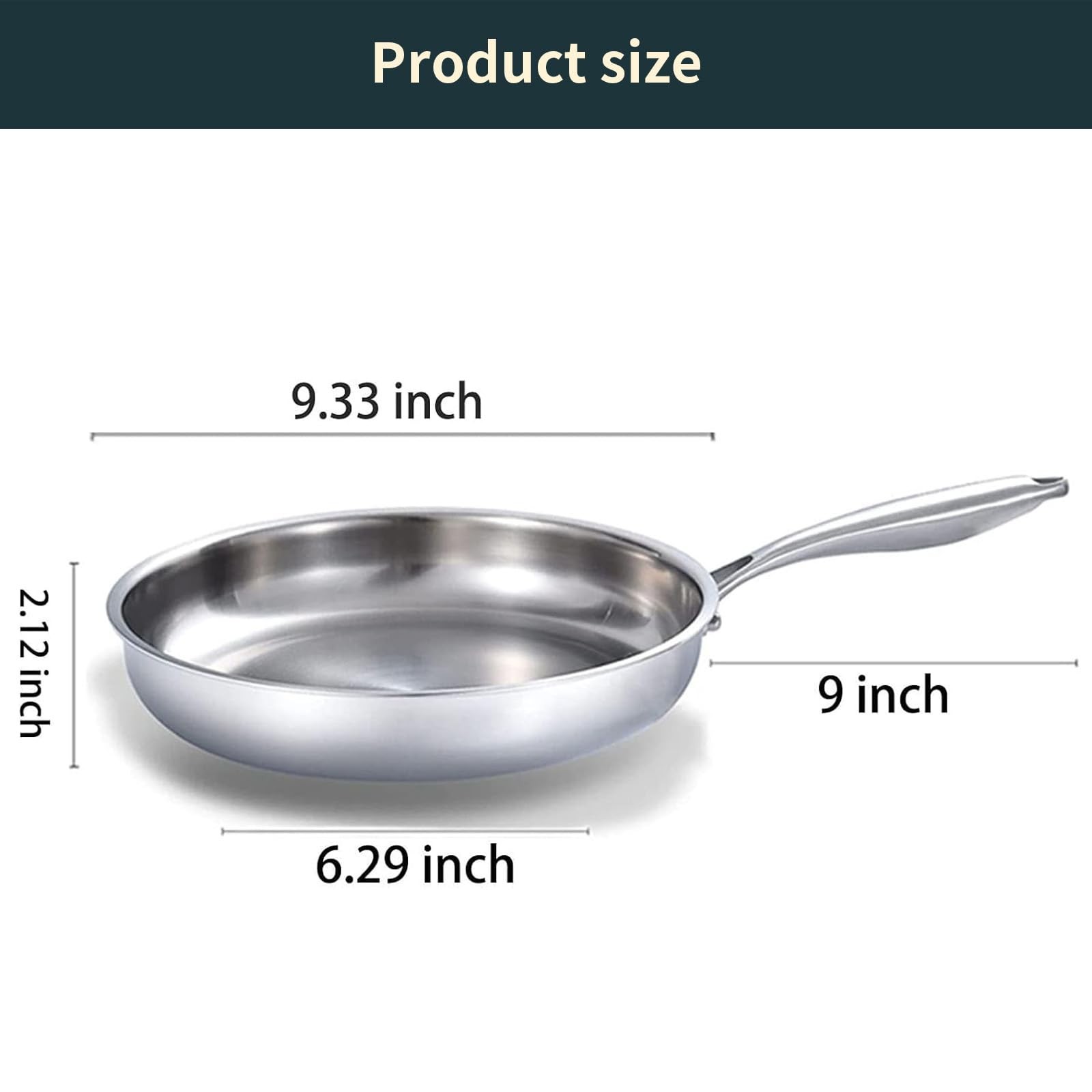 DELARLO Tri-Ply Stainless Steel Frying Pan with Lid, Compatible with All Cook…