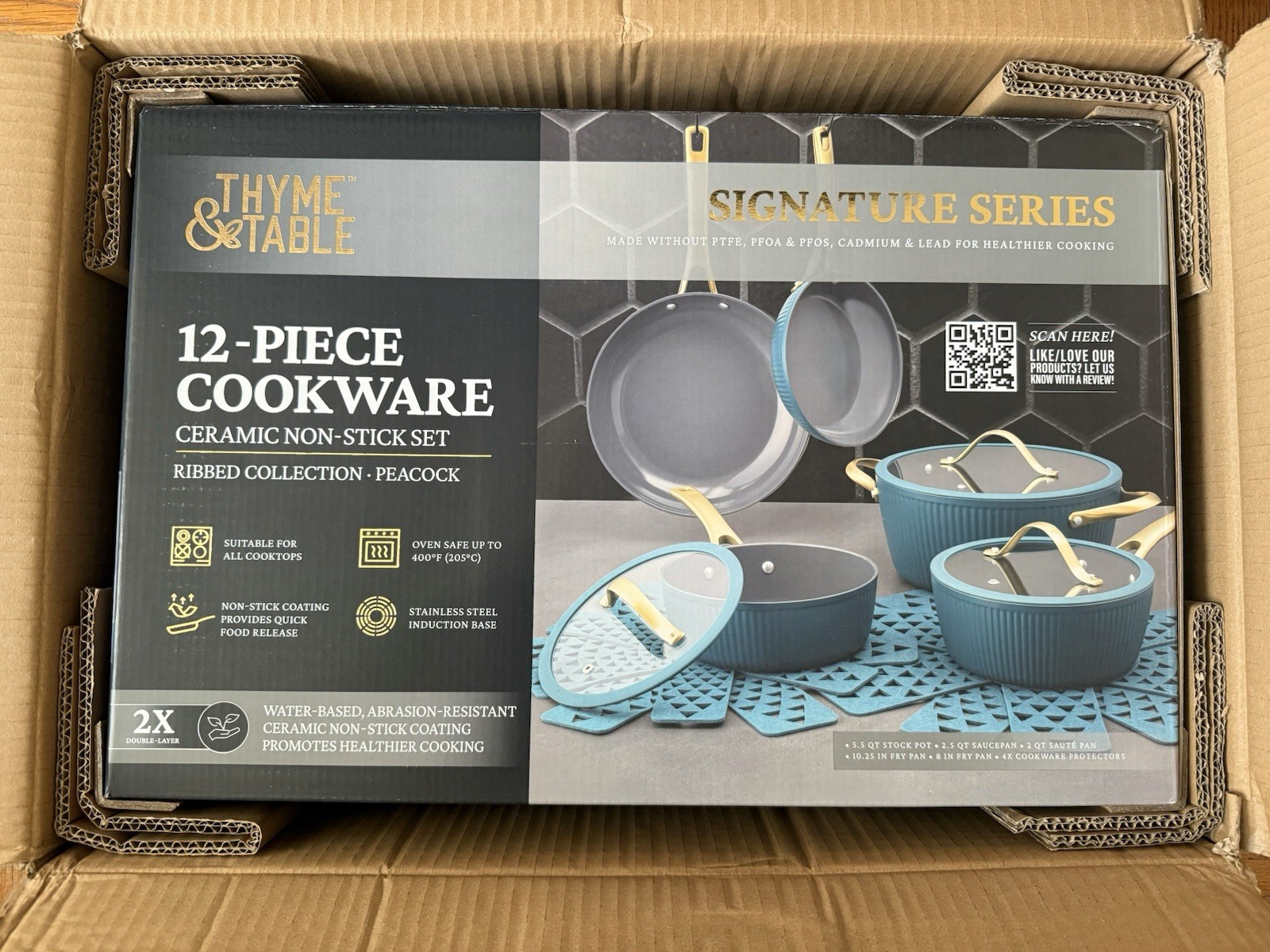 Thyme & Table 12-Piece Non-Stick Cookware Set, Signature Collection Pots