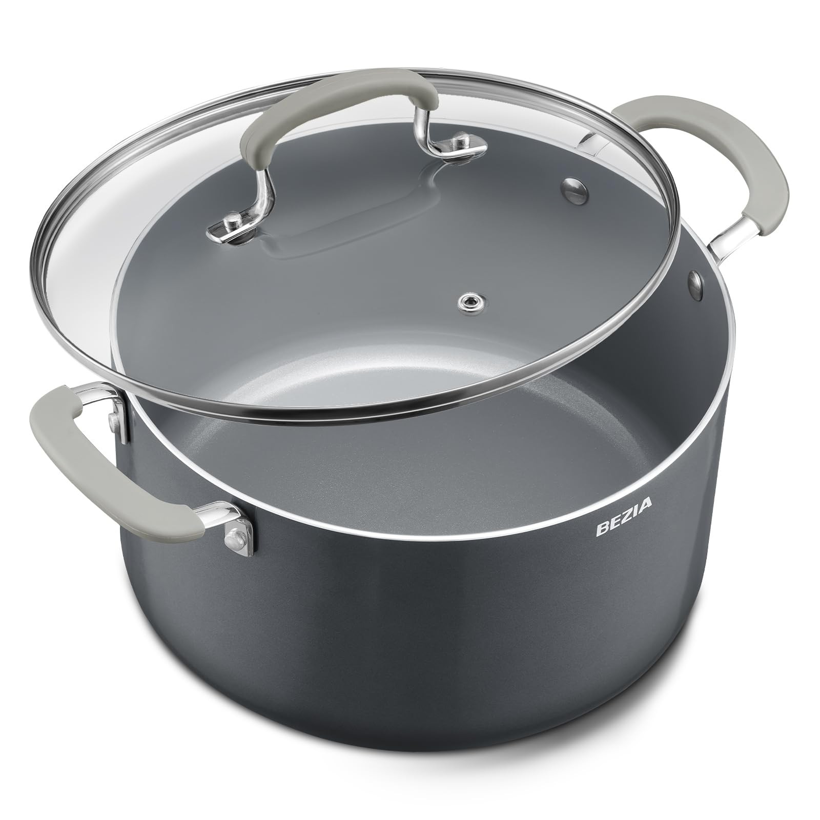 8 Quart BEZIA Nonstick Ceramic Stock Pot Induction Ready with Stay-Cool Handles