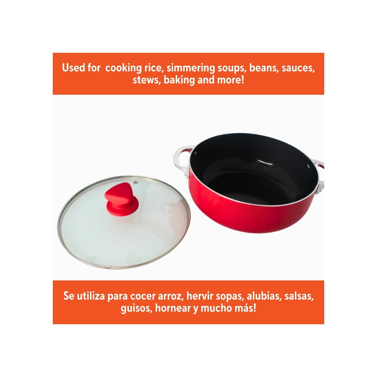 3.2 Quart Ceramic Caldero Red W/ Lid & Dishwasher Safe Oven Safe