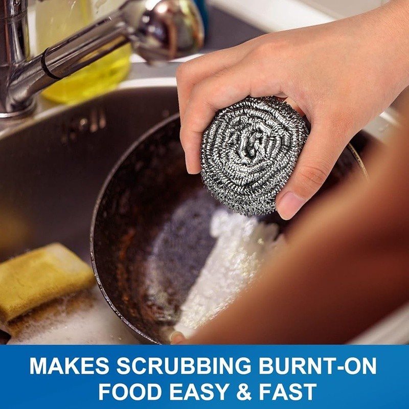 Rust Resistant Stainless Steel Scrubbers Powerful Cleaning Pots Pans New
