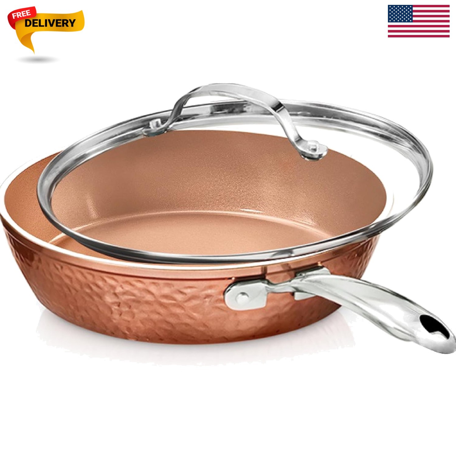 10 Inch Hammered Non Stick Frying Pans, Nonstick Frying Pan with Lid, Nonstic…